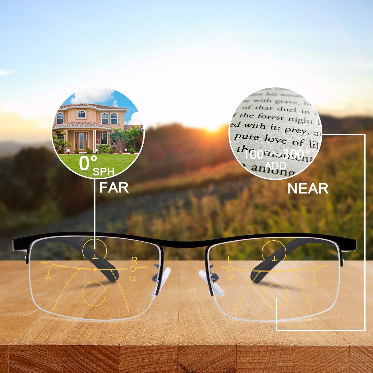 Glosrity Titanium progressive far and near dual-use reading glasses-IT
