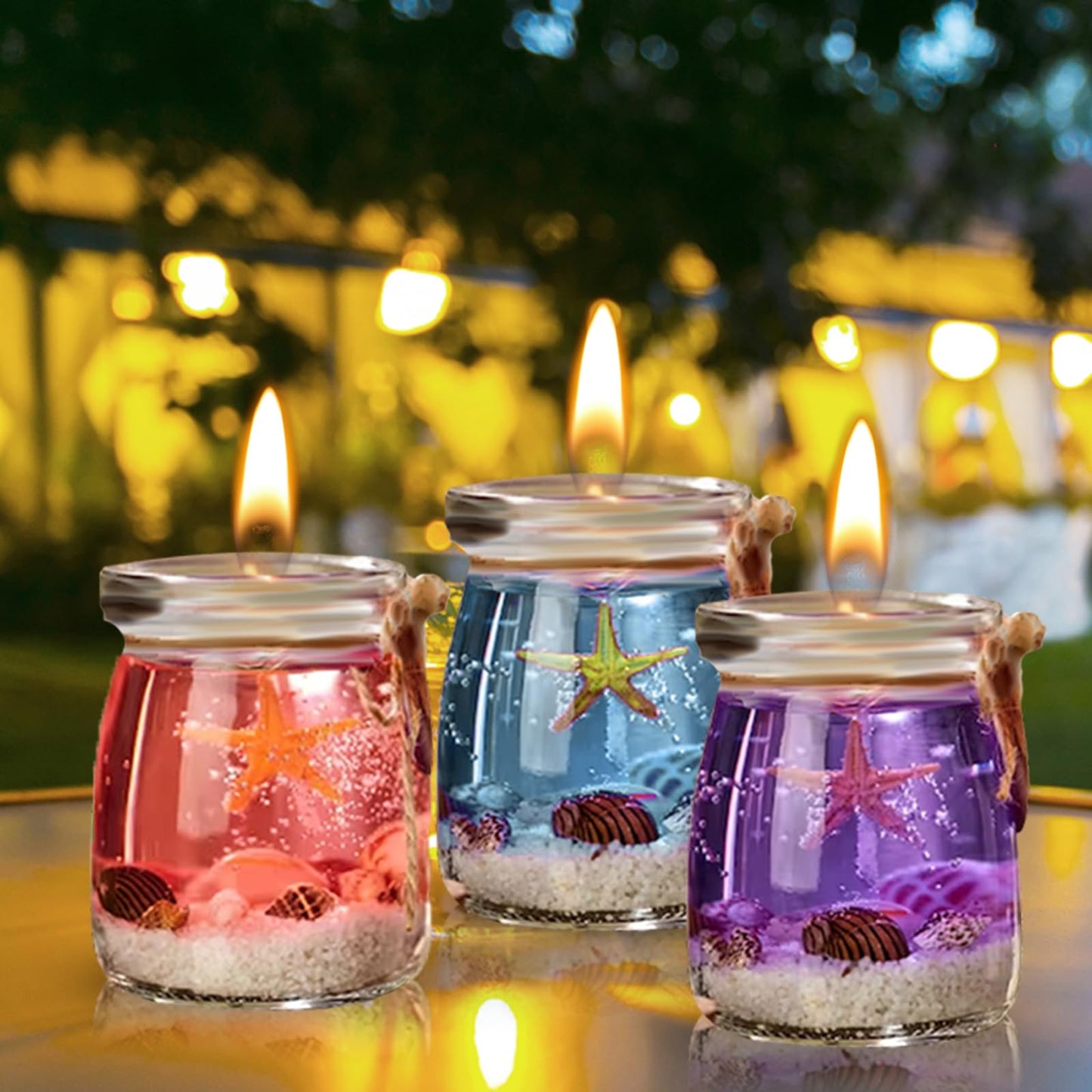 Ocean Theme Blue Purple Pink Gel Candle